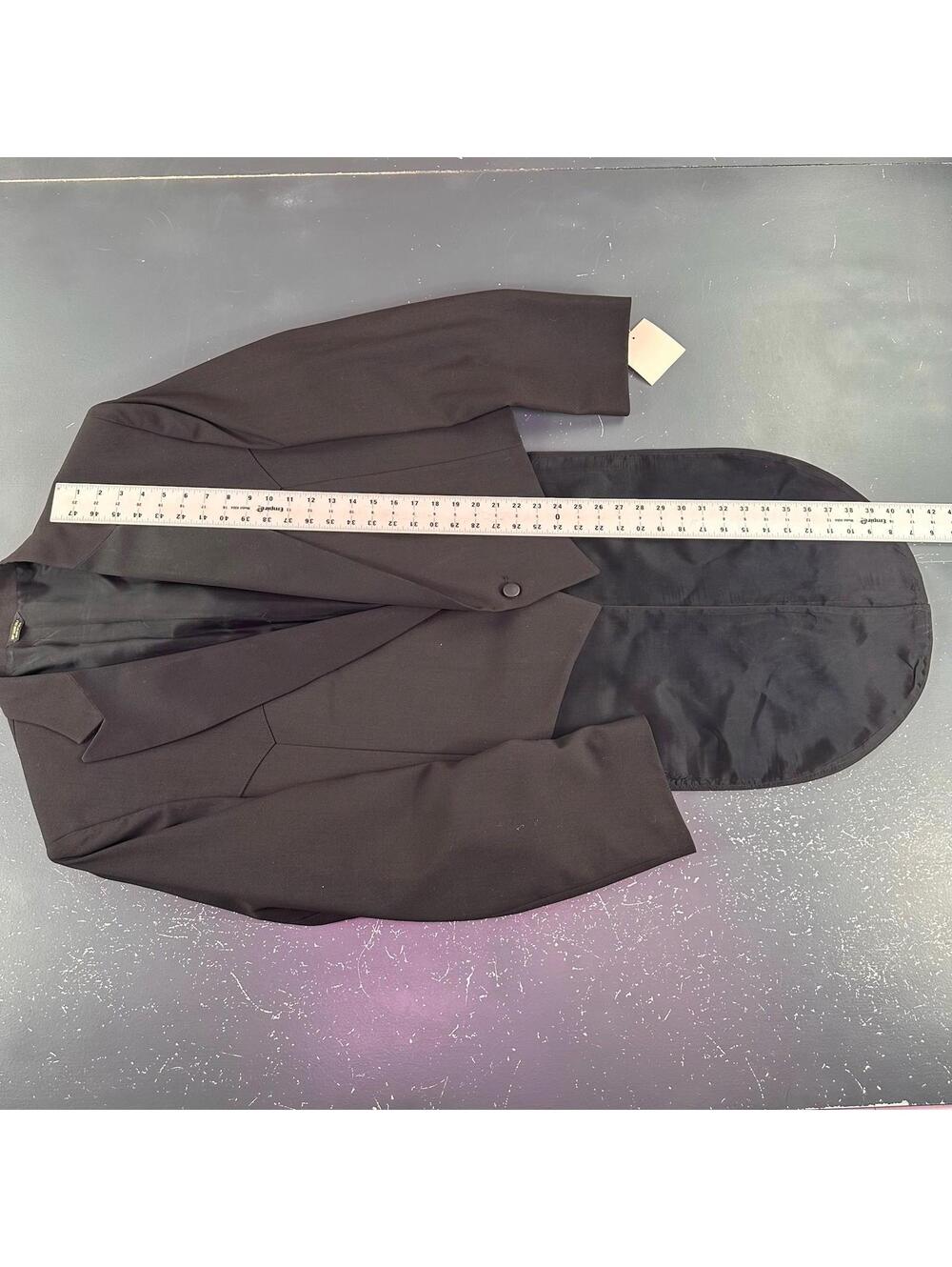VTG Pagano West Blazer Men 48L Black Tuxedo Tails Bolero Cropped Smiles NWT USA - Picture 5 of 9